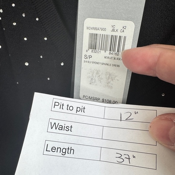 Guess 3/4 Sleeve Sydney Sparkle Dress Black - Picture 12 of 12